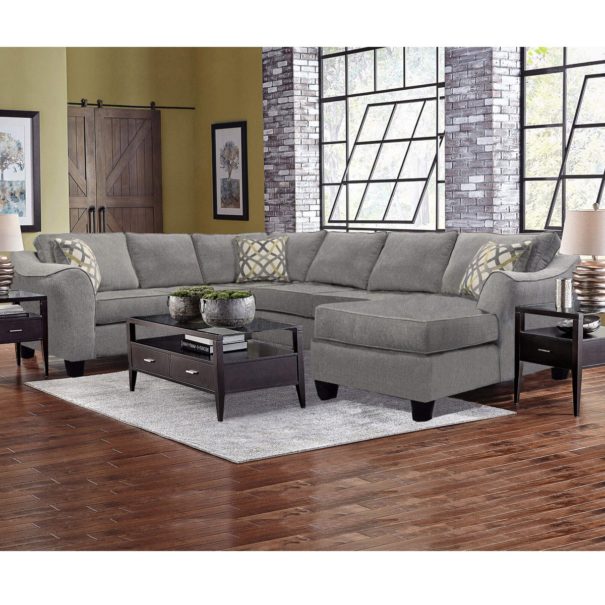 Grey Fabric Sectional JMD Furniture&Mattresses