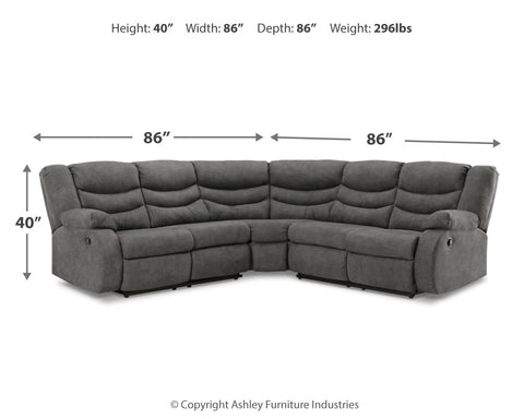 Partymate 2-Piece Sectional with Recliner