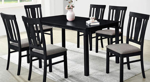 7PC Dining set (Grey, black)