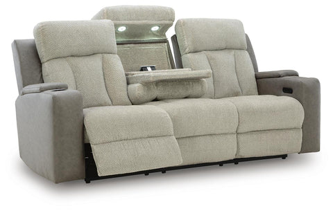 Stately Check PWR REC Sofa with ADJ Headrest