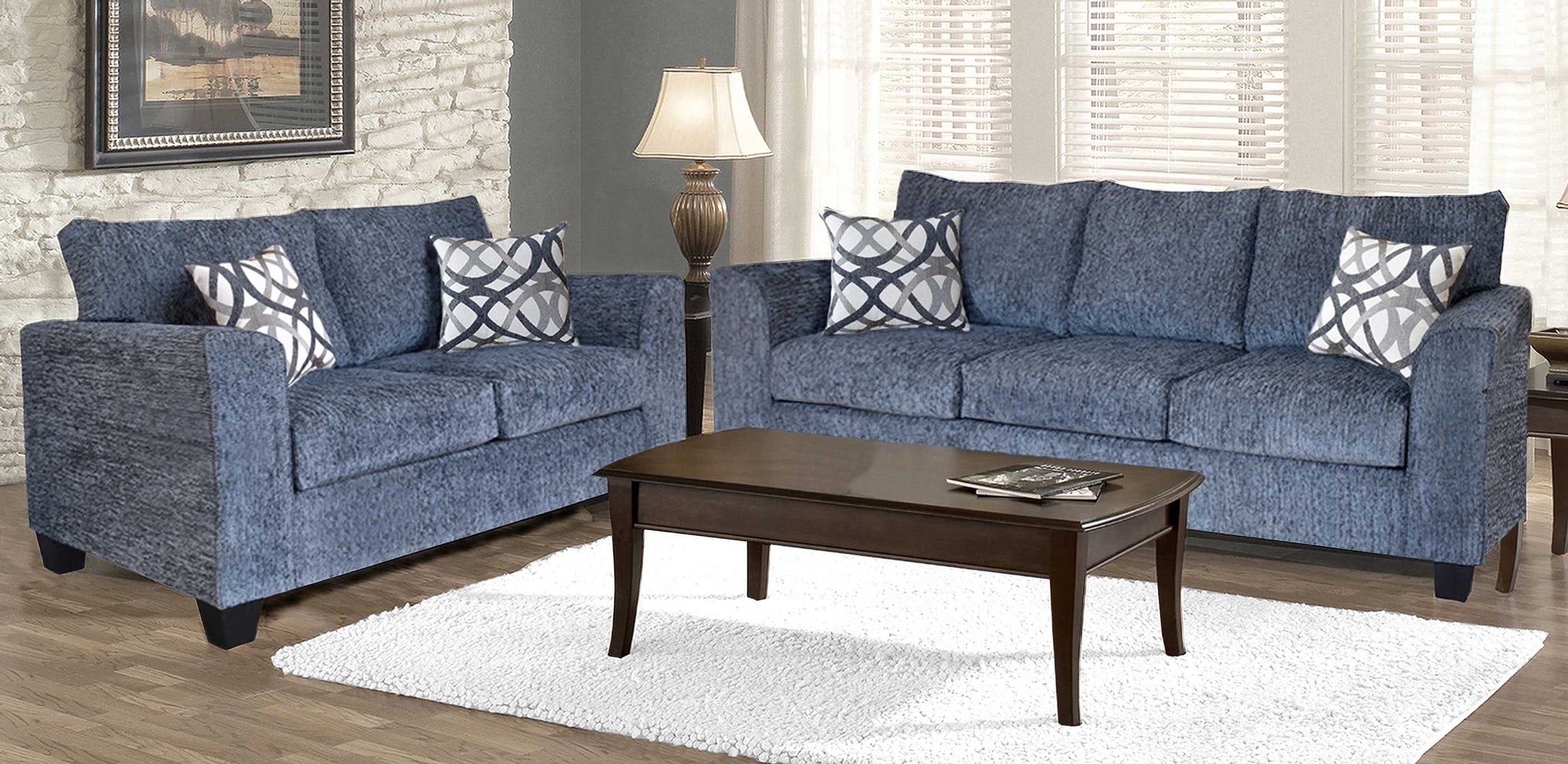 Carson Blue Sofa loveseat JMD Furniture&Mattresses