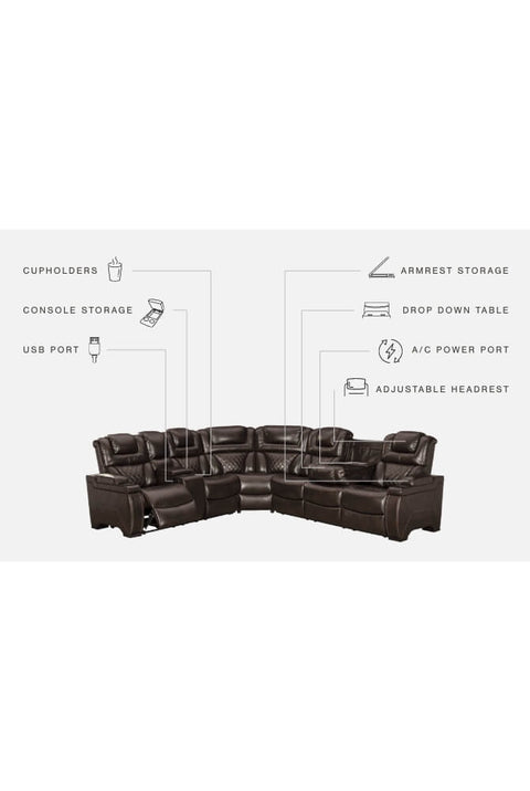 Warnerton 3-Piece Power Reclining Sectional