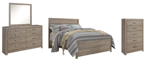 Culverbach Queen Panel Bed with Mirrored Dresser and Chest
