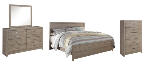 Culverbach King Panel Bed with Mirrored Dresser and Chest