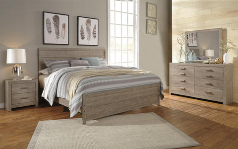 Culverbach King Panel Bed with Mirrored Dresser and 2 Nightstands