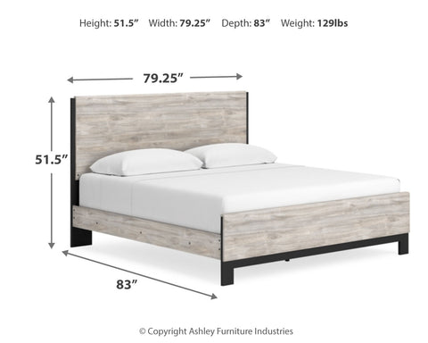 Vessalli King Panel Bed with Mirrored Dresser and Nightstand
