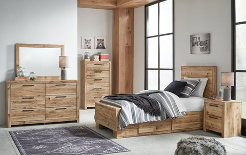 Hyanna Twin Panel Bed with Storage with Mirrored Dresser, Chest and Nightstand - JMD Furniture DMV