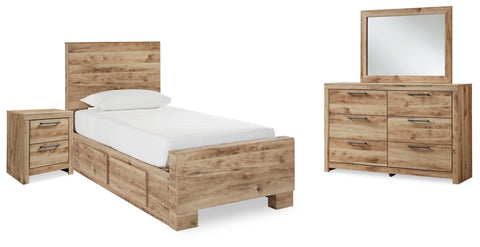 Hyanna Twin Panel Bed with Storage with Mirrored Dresser and Nightstand - JMD Furniture DMV