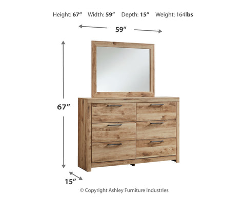 Hyanna King Panel Headboard with Mirrored Dresser and 2 Nightstands
