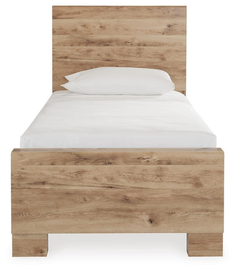 Hyanna Twin Panel Bed with Mirrored Dresser, Chest and Nightstand