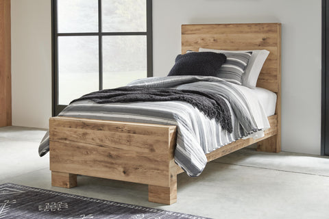 Hyanna Twin Panel Bed with Mirrored Dresser, Chest and Nightstand