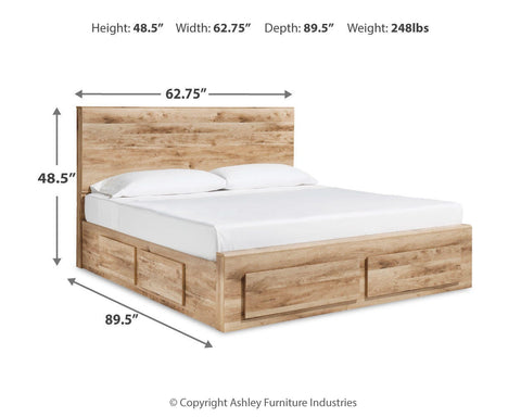 Hyanna Queen Panel Storage Bed with Mirrored Dresser and Nightstand