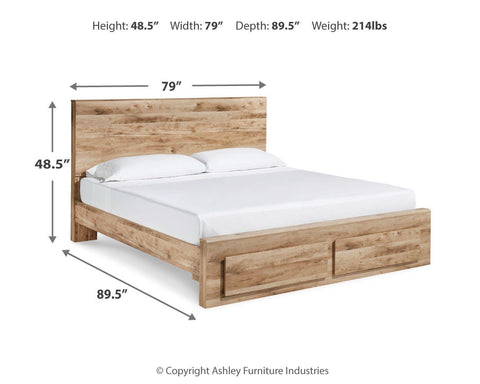 Hyanna King Panel Storage Bed with Mirrored Dresser and Nightstand