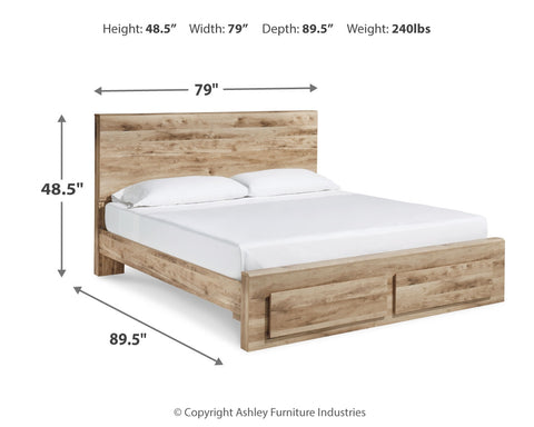 Hyanna King Panel Storage Bed with Mirrored Dresser and 2 Nightstands