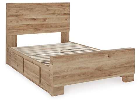 Hyanna Full Panel Bed with Storage with Mirrored Dresser and Chest