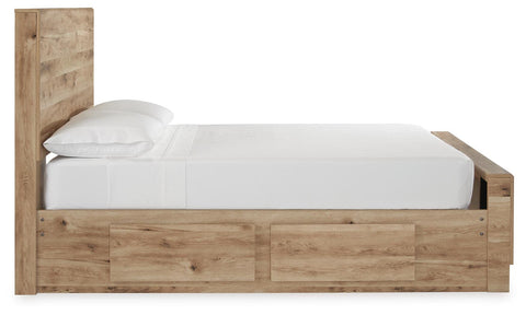 Hyanna Full Panel Bed with Storage with Mirrored Dresser, Chest and Nightstand