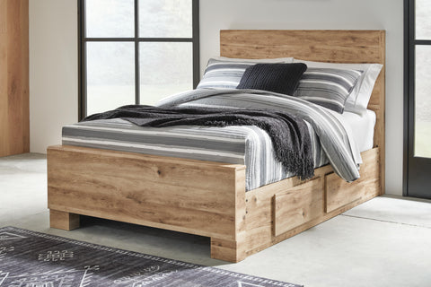 Hyanna Full Panel Bed with Storage with Mirrored Dresser and Chest