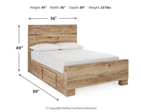 Hyanna Full Panel Bed with Storage with Mirrored Dresser, Chest and Nightstand