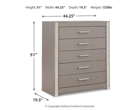 Surancha Queen/Full Panel Headboard with Mirrored Dresser, Chest and Nightstand