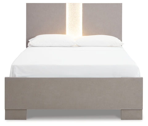 Surancha Queen Panel Bed with Mirrored Dresser and Nightstand