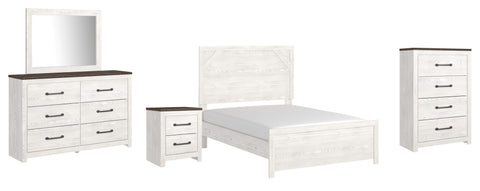 Gerridan Full Panel Bed with Mirrored Dresser, Chest and Nightstand