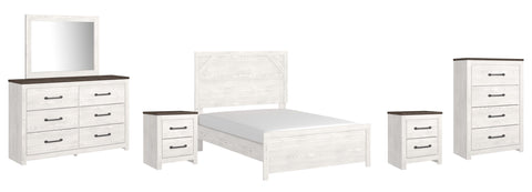 Gerridan Full Panel Bed with Mirrored Dresser, Chest and 2 Nightstands