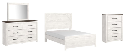 Gerridan Full Panel Bed with Mirrored Dresser and Chest