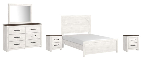 Gerridan Full Panel Bed with Mirrored Dresser and 2 Nightstands