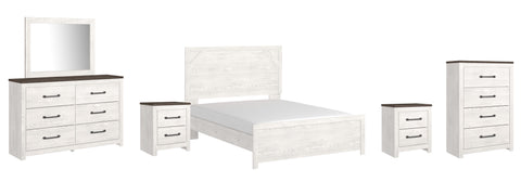 Gerridan Queen Panel Bed with Mirrored Dresser, Chest and 2 Nightstands