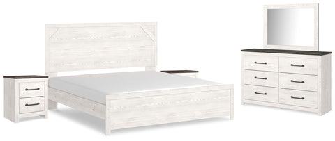 Gerridan King Panel Bed with Mirrored Dresser and 2 Nightstands