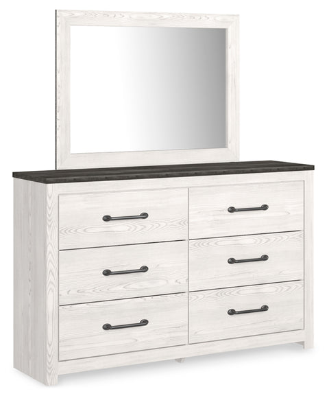 Gerridan King Panel Bed with Mirrored Dresser, Chest and Nightstand