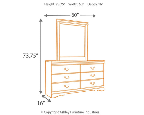 Huey Vineyard Queen Sleigh Headboard Bed with Mirrored Dresser, Chest and 2 Nightstands