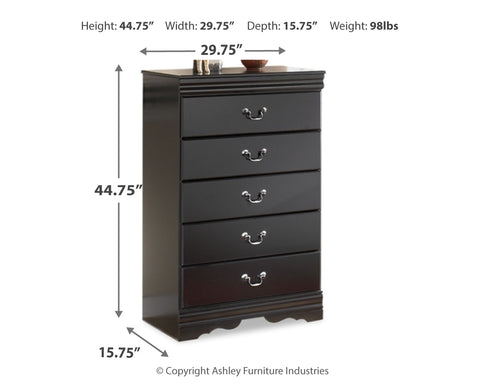 Huey Vineyard Twin Sleigh Headboard Bed with Mirrored Dresser, Chest and Nightstand