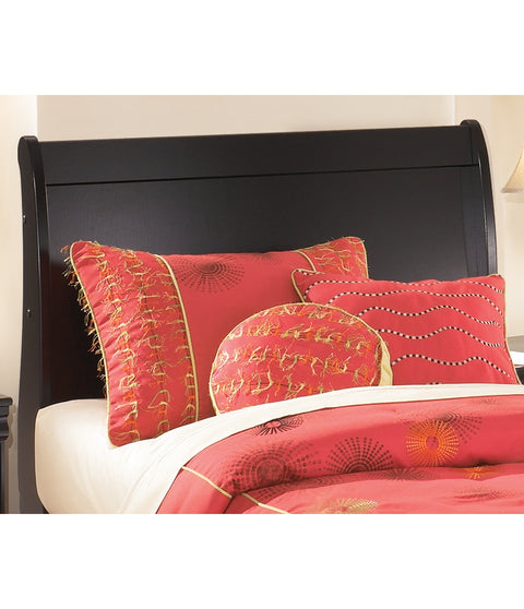 Huey Vineyard Twin Sleigh Headboard Bed with Mirrored Dresser, Chest and 2 Nightstands