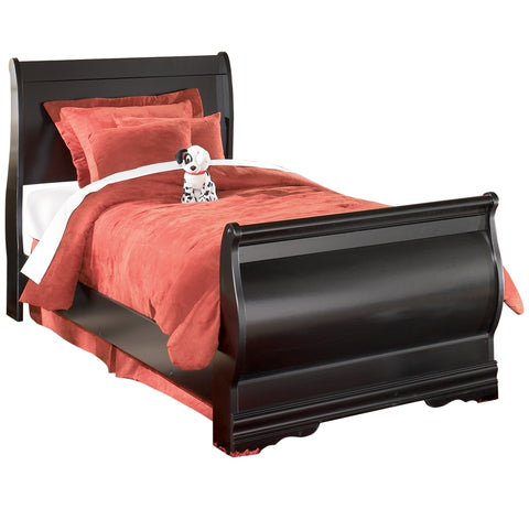 Huey Vineyard Twin Sleigh Bed with Mirrored Dresser, Chest and 2 Nightstands