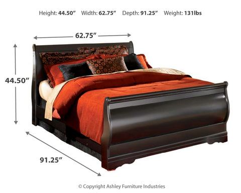 Huey Vineyard Queen Sleigh Bed with Mirrored Dresser, Chest and Nightstand