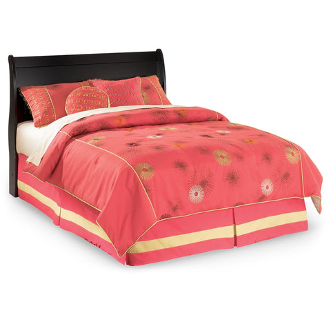 Huey Vineyard Full Sleigh Headboard Bed with Mirrored Dresser and 2 Nightstands