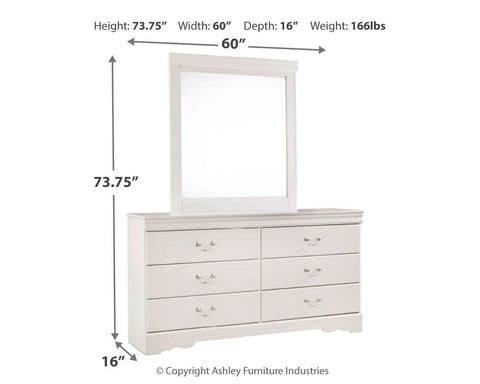 Anarasia Full Sleigh Headboard Bed with Mirrored Dresser and 2 Nightstands