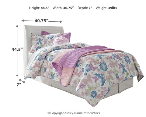 Anarasia Twin Sleigh Headboard Bed with Mirrored Dresser and Chest