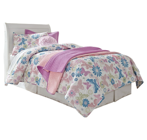 Anarasia Twin Sleigh Headboard Bed with Mirrored Dresser