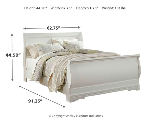 Anarasia Queen Sleigh Bed with Mirrored Dresser, Chest and Nightstand