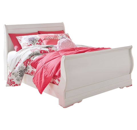 Anarasia Full Sleigh Bed with Mirrored Dresser and 2 Nightstands