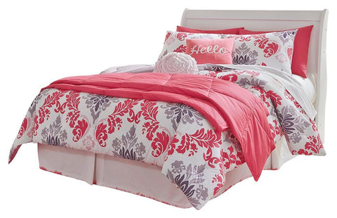 Anarasia Full Sleigh Headboard Bed with Mirrored Dresser and 2 Nightstands