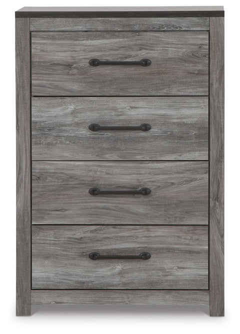 Bronyan King Panel Bed with Mirrored Dresser, Chest and 2 Nightstands