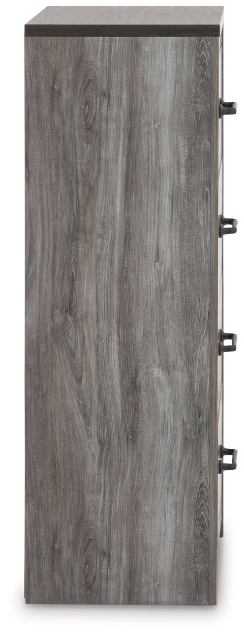Bronyan King Panel Bed with Mirrored Dresser, Chest and 2 Nightstands
