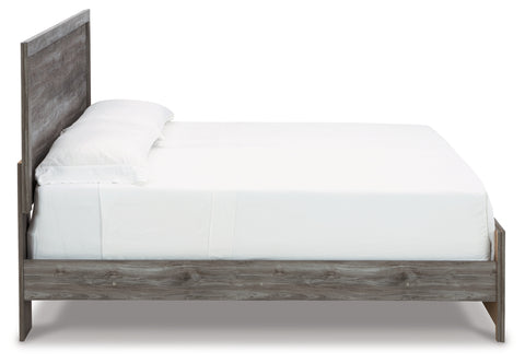 Bronyan King Panel Bed with Mirrored Dresser, Chest and Nightstand