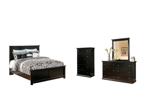 Maribel King Panel Bed with Mirrored Dresser and Chest
