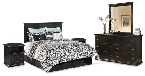 Maribel King/California King Panel Headboard Bed with Mirrored Dresser and 2 Nightstands