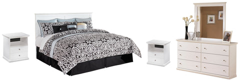 Bostwick Shoals King/California King Panel Headboard Bed with Mirrored Dresser and 2 Nightstands