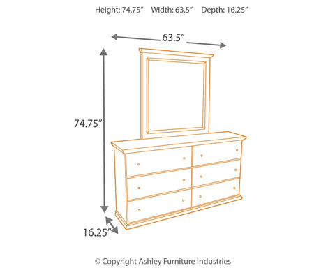Bostwick Shoals Queen/Full Panel Headboard Bed with Mirrored Dresser, Chest and Nightstand